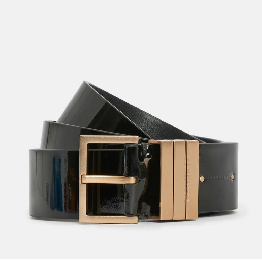 All Saints Bronty Patent Leather Belt - XS